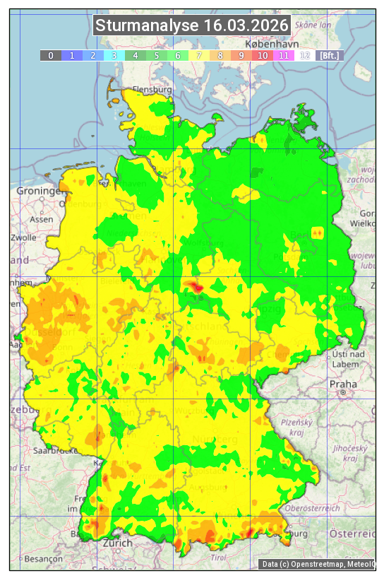 Karte mit Unwetteranalyse