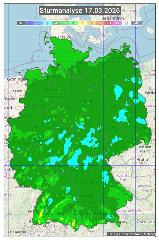Karte mit Unwetteranalyse