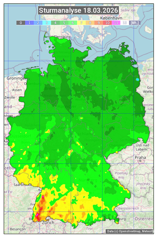 Karte mit Unwetteranalyse