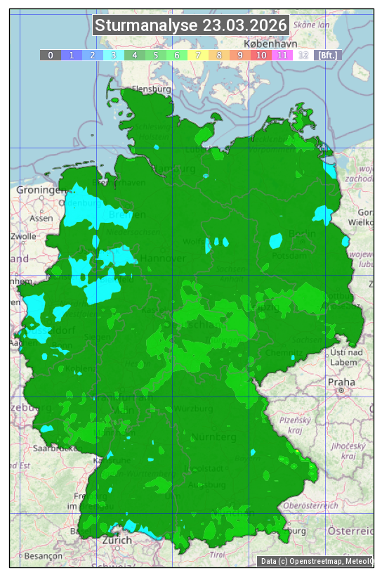 Karte mit Unwetteranalyse