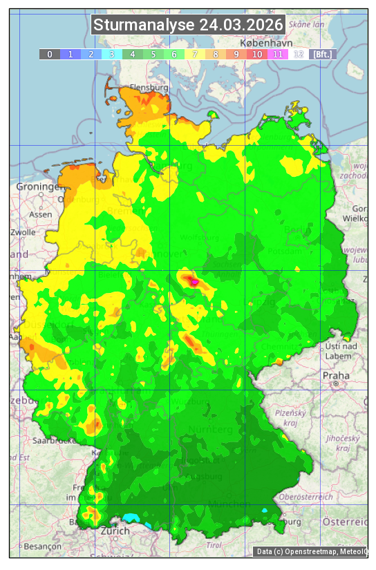 Karte mit Unwetteranalyse