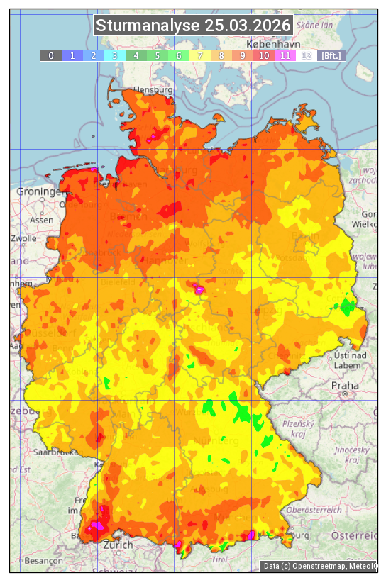 Karte mit Unwetteranalyse