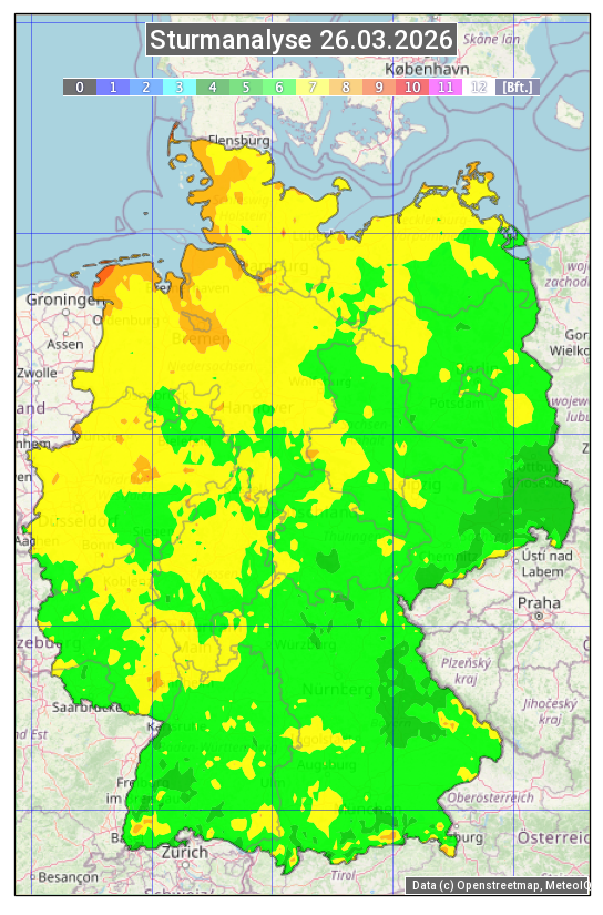 Karte mit Unwetteranalyse