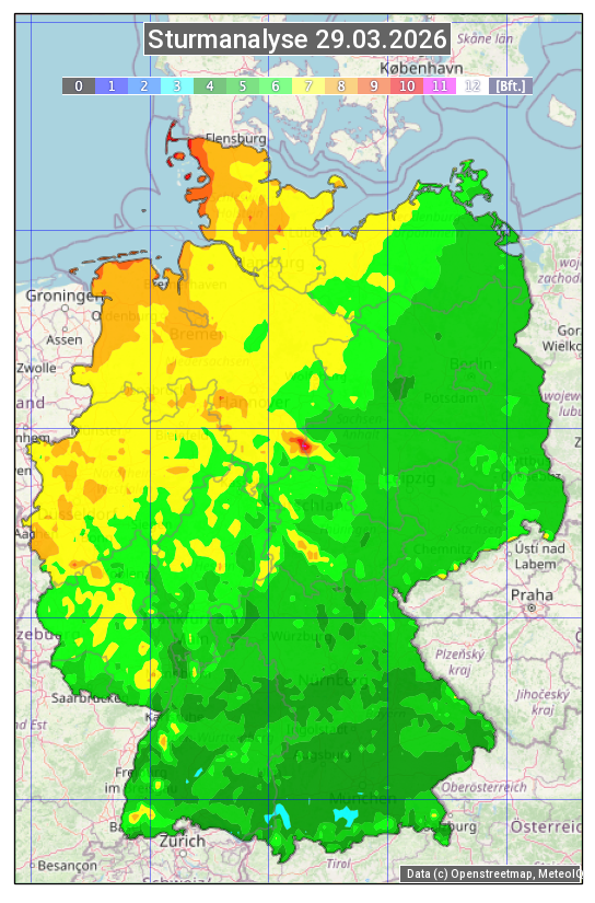Karte mit Unwetteranalyse