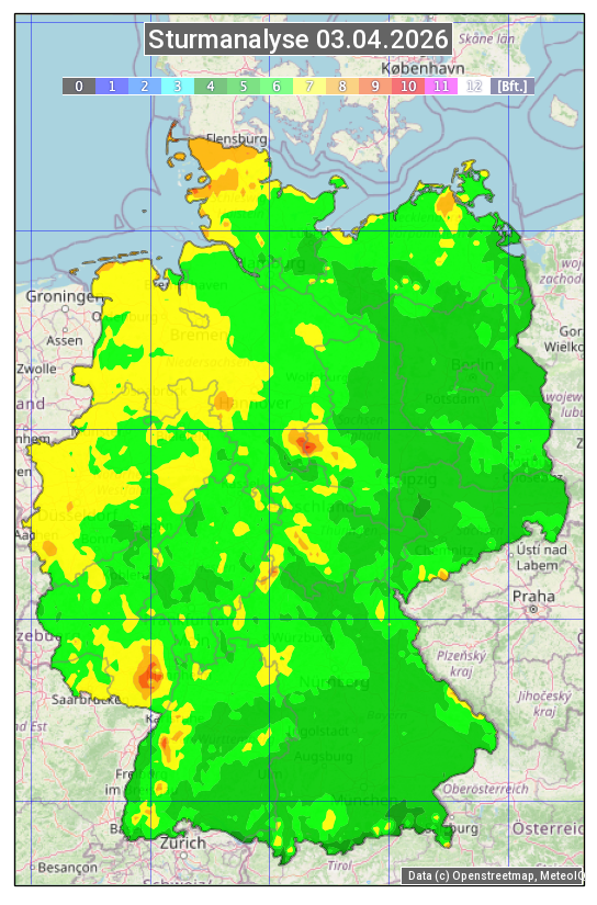 Karte mit Unwetteranalyse