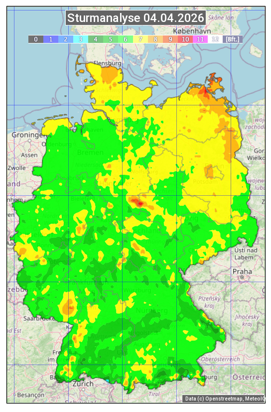 Karte mit Unwetteranalyse
