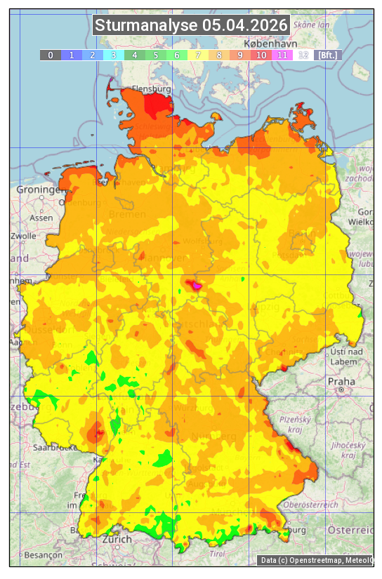 Karte mit Unwetteranalyse