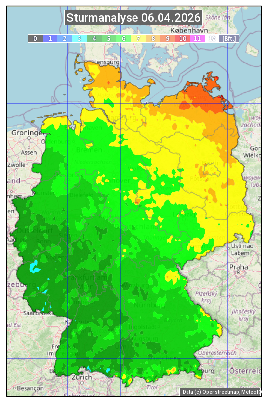 Karte mit Unwetteranalyse
