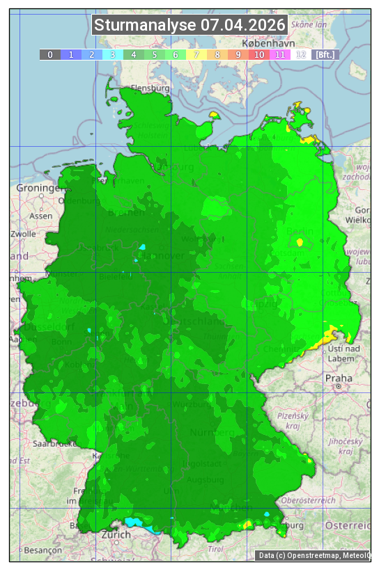 Karte mit Unwetteranalyse