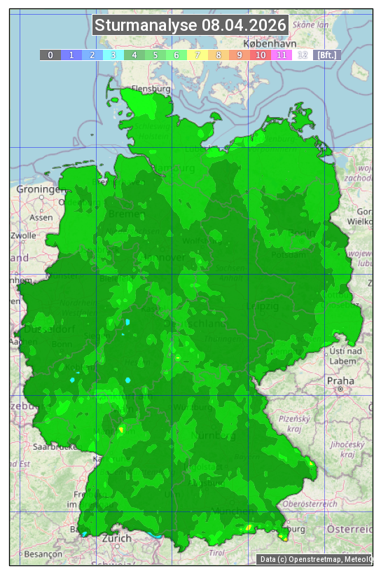 Karte mit Unwetteranalyse