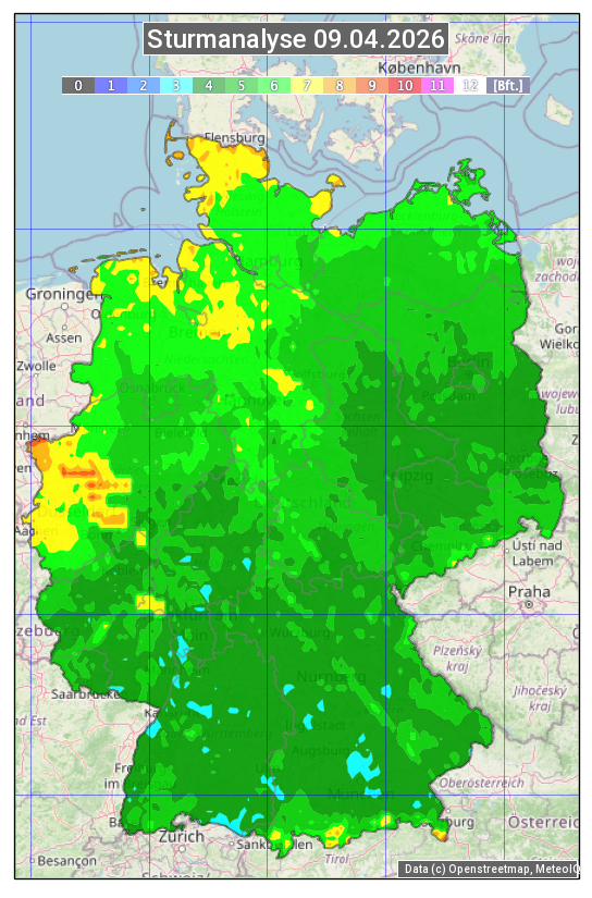 Karte mit Unwetteranalyse