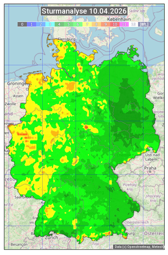 Karte mit Unwetteranalyse