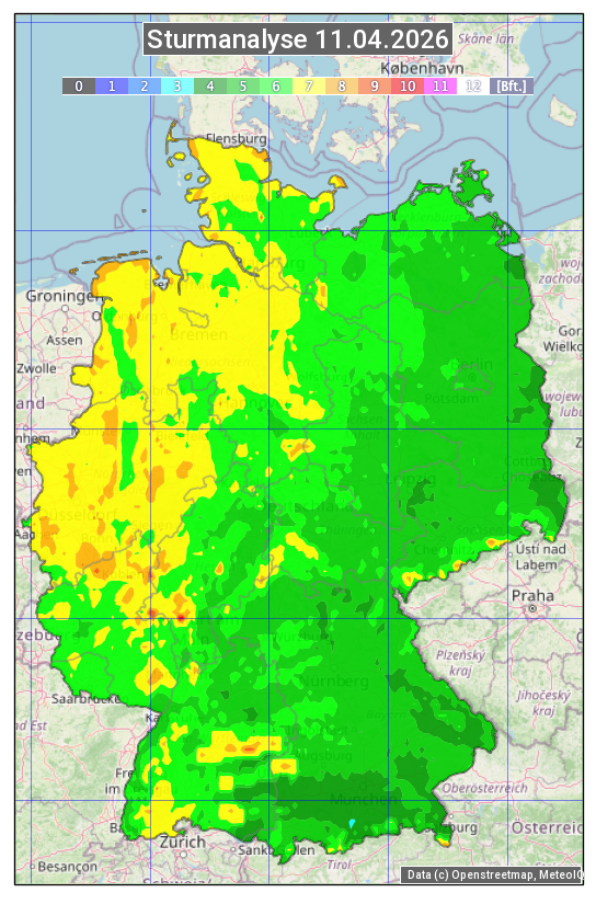 Karte mit Unwetteranalyse