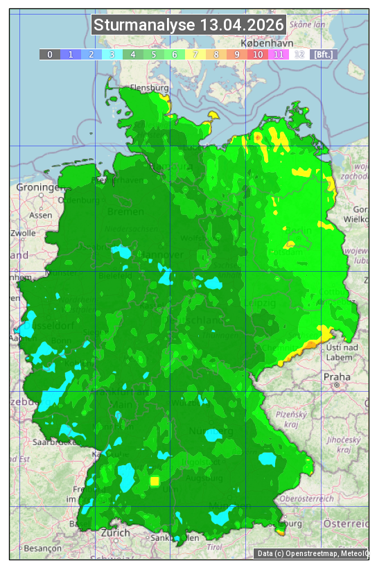 Karte mit Unwetteranalyse