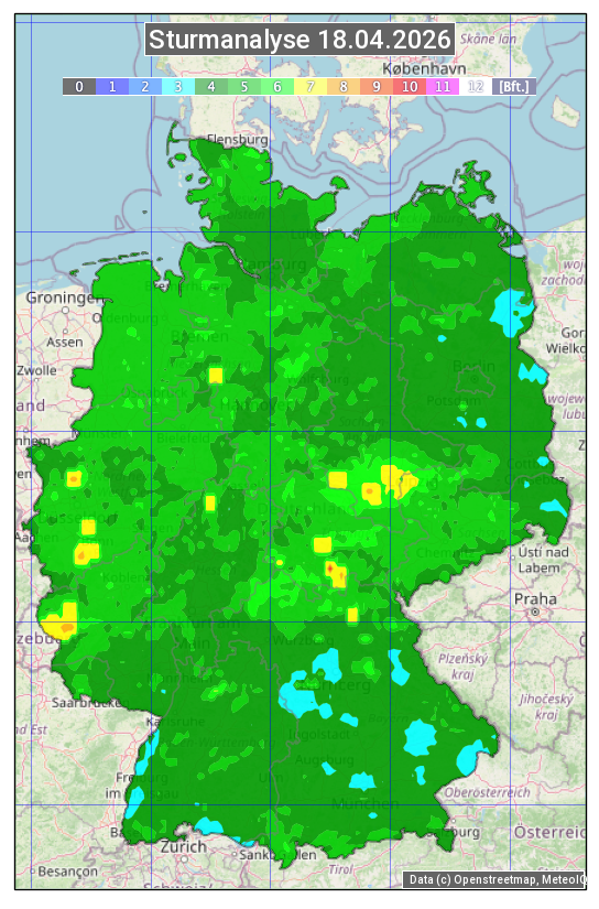 Karte mit Unwetteranalyse