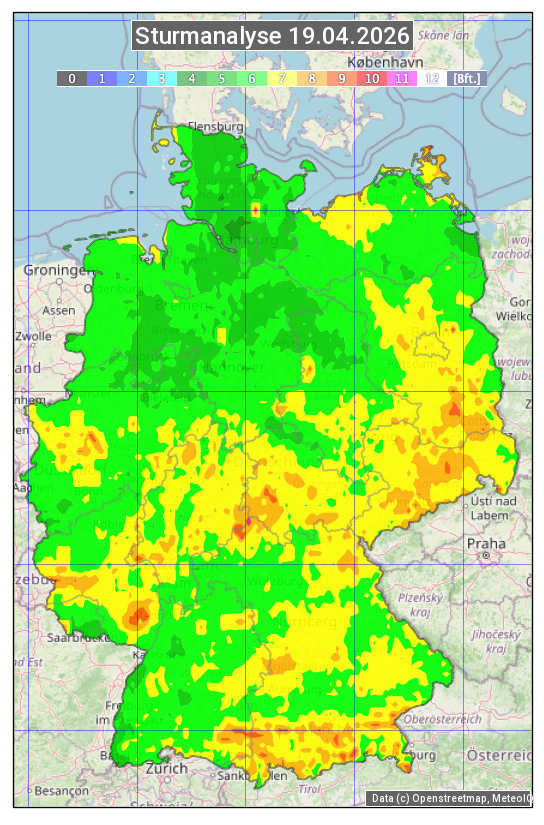 Karte mit Unwetteranalyse