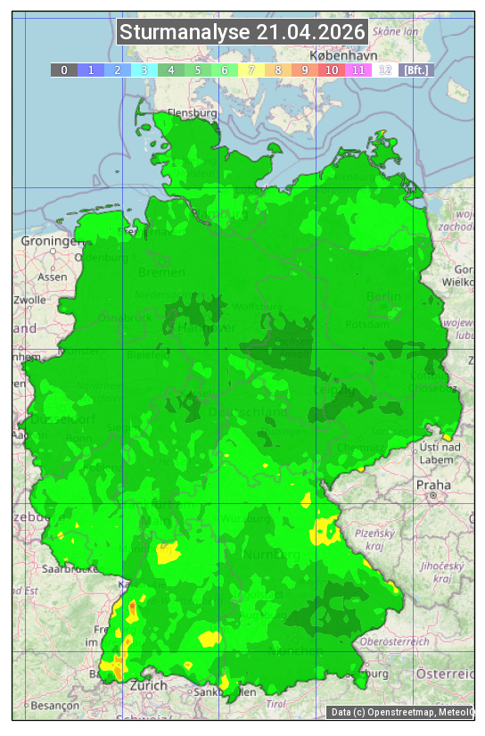 Karte mit Unwetteranalyse