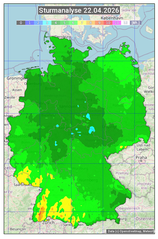 Karte mit Unwetteranalyse