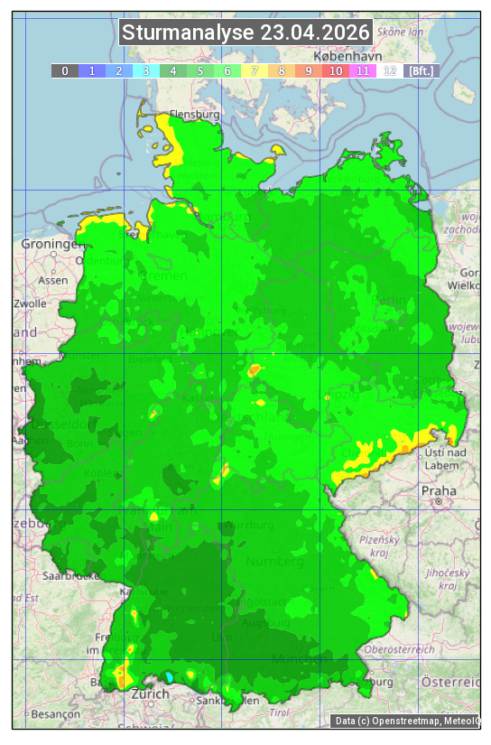 Karte mit Unwetteranalyse