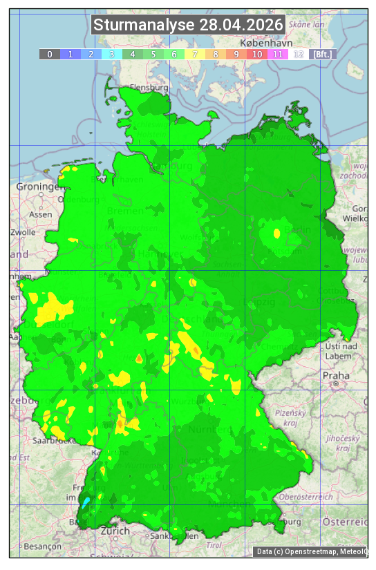 Karte mit Unwetteranalyse