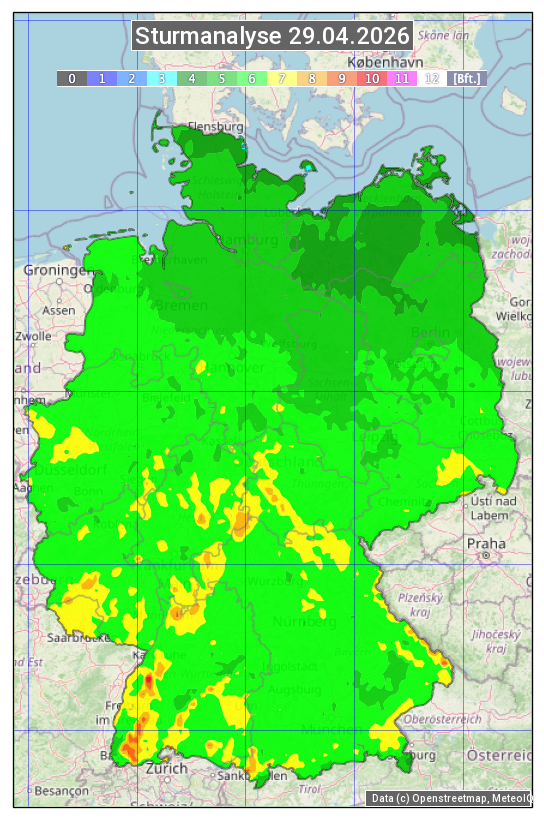 Karte mit Unwetteranalyse