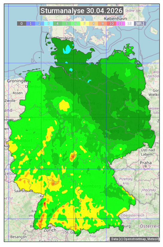 Karte mit Unwetteranalyse