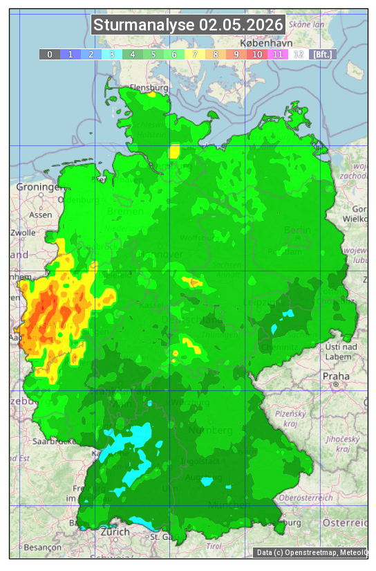 Karte mit Unwetteranalyse