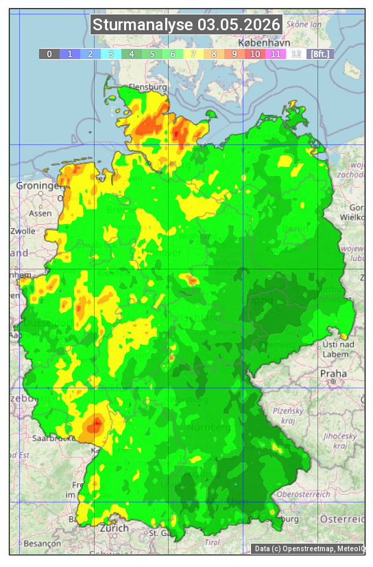 Karte mit Unwetteranalyse