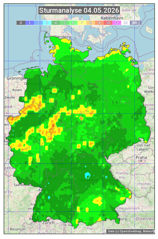 Karte mit Unwetteranalyse