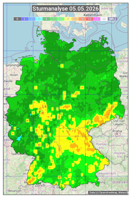 Karte mit Unwetteranalyse