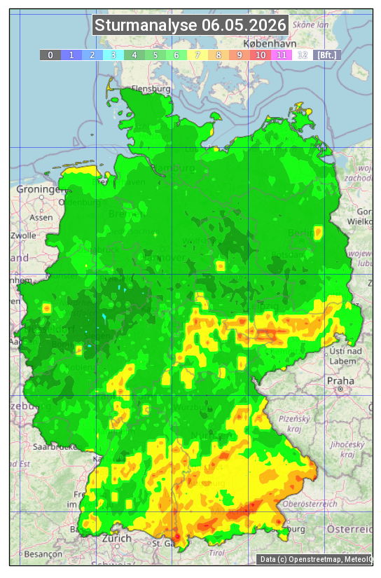 Karte mit Unwetteranalyse
