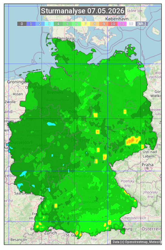 Karte mit Unwetteranalyse