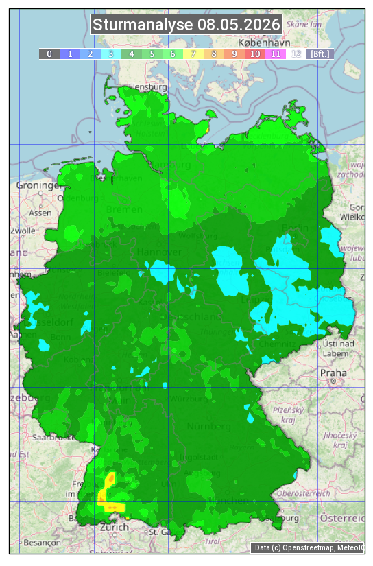 Karte mit Unwetteranalyse