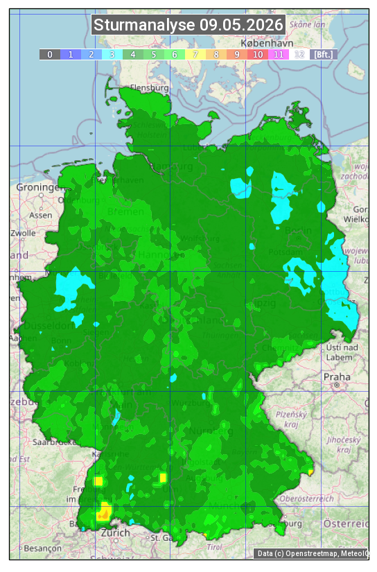 Karte mit Unwetteranalyse