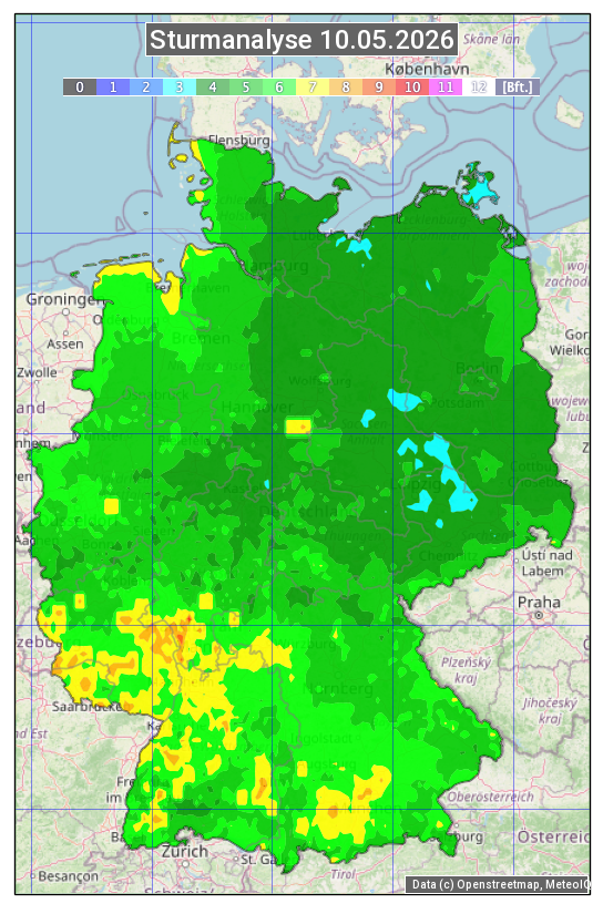 Karte mit Unwetteranalyse