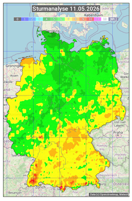 Karte mit Unwetteranalyse