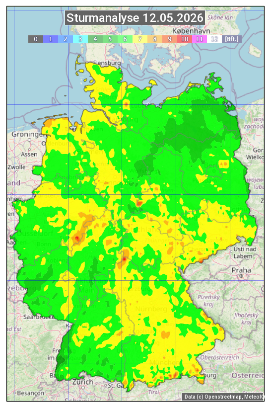 Karte mit Unwetteranalyse