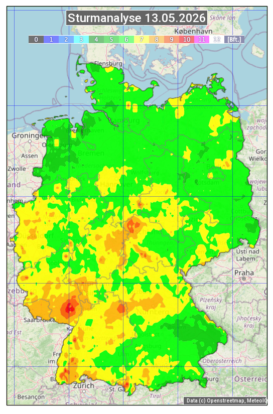 Karte mit Unwetteranalyse