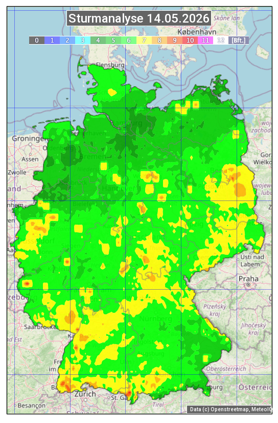 Karte mit Unwetteranalyse