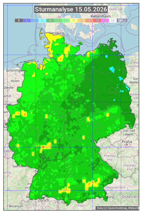 Karte mit Unwetteranalyse