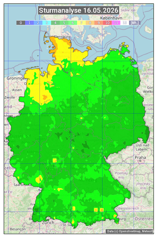 Karte mit Unwetteranalyse