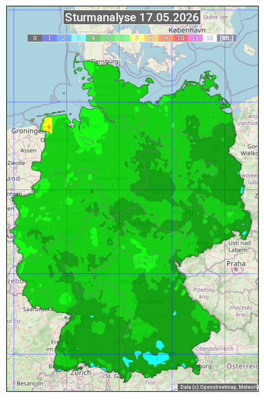 Karte mit Unwetteranalyse