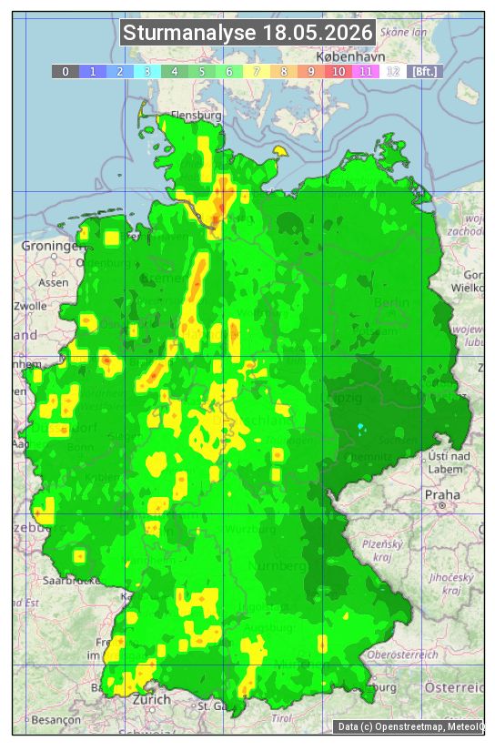 Karte mit Unwetteranalyse