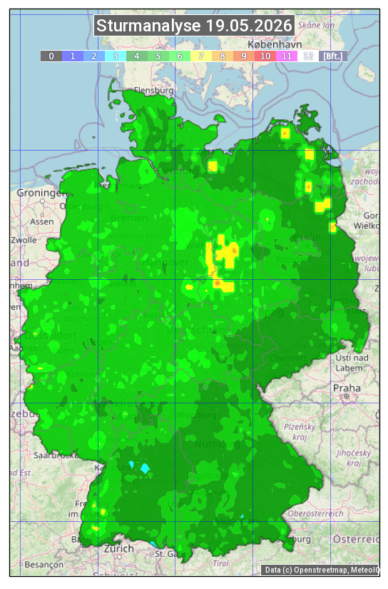 Karte mit Unwetteranalyse