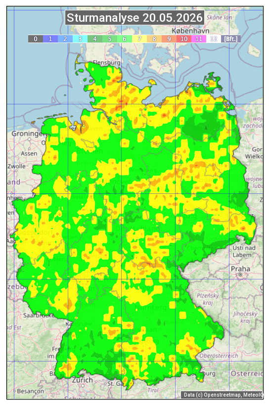 Karte mit Unwetteranalyse