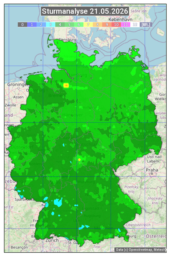 Karte mit Unwetteranalyse
