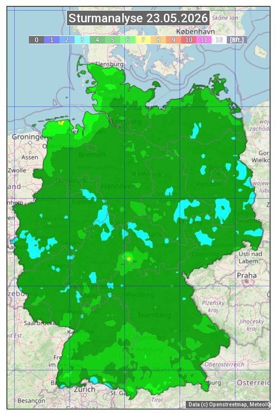 Karte mit Unwetteranalyse