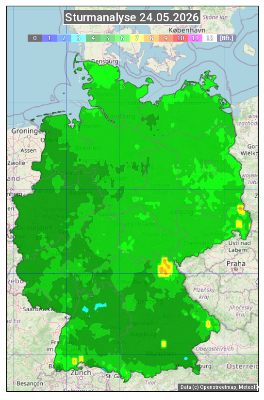 Karte mit Unwetteranalyse