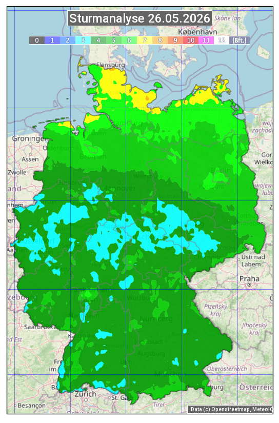Karte mit Unwetteranalyse