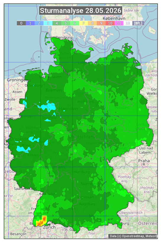 Karte mit Unwetteranalyse